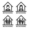 Stayhome Hashtag Sign Set. Coronavirus Protection Icon. Vector