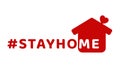 #stayhome - stay home hashtag with red house and mini heart. Let`s stay home campaign icon for Prevention of Coronavirus or Covid-