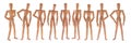 Staying in different poses wooden dummies set isolated with clipping path Royalty Free Stock Photo