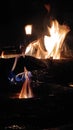 Staying Warm by The Fire Royalty Free Stock Photo
