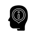 Staying well informed black glyph icon