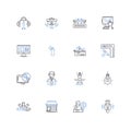 Stcutter line icons collection. Stuttering, Dysfluency, Speech, Communication, Fluency, Blockages, Repetition vector and