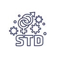 STD, Sexual transmitted disease line icon on white