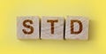 STD Sexually transmitted infections text on wooden cubes. Healthcare medical concept Royalty Free Stock Photo