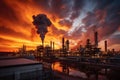 Steadfast Petrochemical operator at sunset. Generate Ai