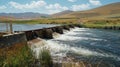 The steady flow of water through the dam not only generates renewable energy but also provides a source of irrigation