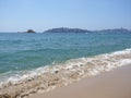 Steady water surface of bay at ACAPULCO city in Mexico and white waves of Pacific Ocean landscape Royalty Free Stock Photo