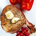 Steak in bacon with cranberry, pepper, honey and garlic. Royalty Free Stock Photo