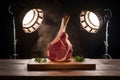 Steak beautifully illuminated in a studio light setting