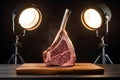 Steak beautifully illuminated in a studio light setting