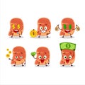 Steak cartoon character with cute emoticon bring money