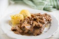 Steak with chanterelle mushrooms Royalty Free Stock Photo