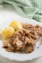 Steak with chanterelle mushrooms Royalty Free Stock Photo