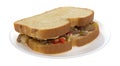 Steak cheese and vegetable sandwich on a plate Royalty Free Stock Photo