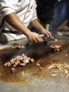 Steak cooked teppanyaki style