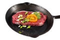 Steak cooking in pan Royalty Free Stock Photo