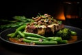 steak diane with vegetables Royalty Free Stock Photo