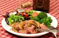 Steak dinner, salad and wine Royalty Free Stock Photo