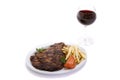 Steak dinner and wine Royalty Free Stock Photo