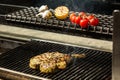 Steak flame broiled on a barbecue