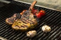 Steak flame broiled on a barbecue Royalty Free Stock Photo