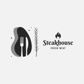 Steak with fork and knife logo. Steakhouse logo