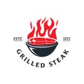 Steak grill logo barbecue isolated vector emblems.