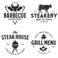 Steak House, barbecue, bbq party, restaurant logo templates. Collection elements for grill menu design