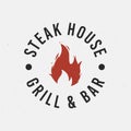 Steak house, grill logo. Vintage circle logo template. Barbecue badge, label, emblem. Trendy retro design. Vector illustration Royalty Free Stock Photo