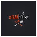 Steak house logo. Steak house icon on black