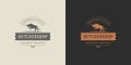 Steak house logo vector illustration jumping bull silhouette good for farm or restaurant badge