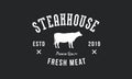 Steak House logo. Vintage design. Cow silhouette. Grill Restaurant emblem. Vector