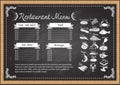 Steak house menu on chalkboard design template.