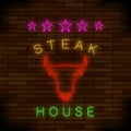 Steak House Neon Colorful Sign Royalty Free Stock Photo