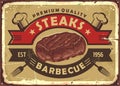 Steak house old sign design Royalty Free Stock Photo