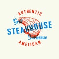 Steak House Vector Label, Card, Emblem or Logo Template Royalty Free Stock Photo