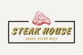Steak House Vector Label, Card, Emblem or Logo Template Royalty Free Stock Photo