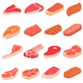 Steak icons set, cartoon style Royalty Free Stock Photo