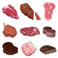 Steak icons set, cartoon style Royalty Free Stock Photo