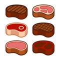 Steak Icons Set. Vector Royalty Free Stock Photo
