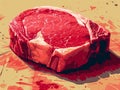 Steak. illustration of a piece of fresh raw meat. Generative AI