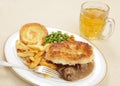 Steak and kidney pie meal Royalty Free Stock Photo