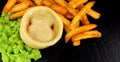 Steak And Kidney Pudding And Chips Meal Royalty Free Stock Photo