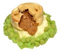 Steak And Kidney Pudding With Mashed Potato And Peas Royalty Free Stock Photo