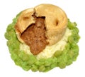 Steak And Kidney Pudding With Mashed Potato And Peas Royalty Free Stock Photo