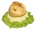 Steak And Kidney Pudding With Mashed Potato And Peas Royalty Free Stock Photo