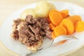 Steak and kidney pudding meal Royalty Free Stock Photo