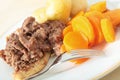 Steak and kidney pudding meal Royalty Free Stock Photo
