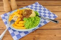 Steak And Kidney Pudding Meal With Chips And Mushy Peas Royalty Free Stock Photo