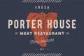 Steak, logo, meat label. Logo with steak silhouette